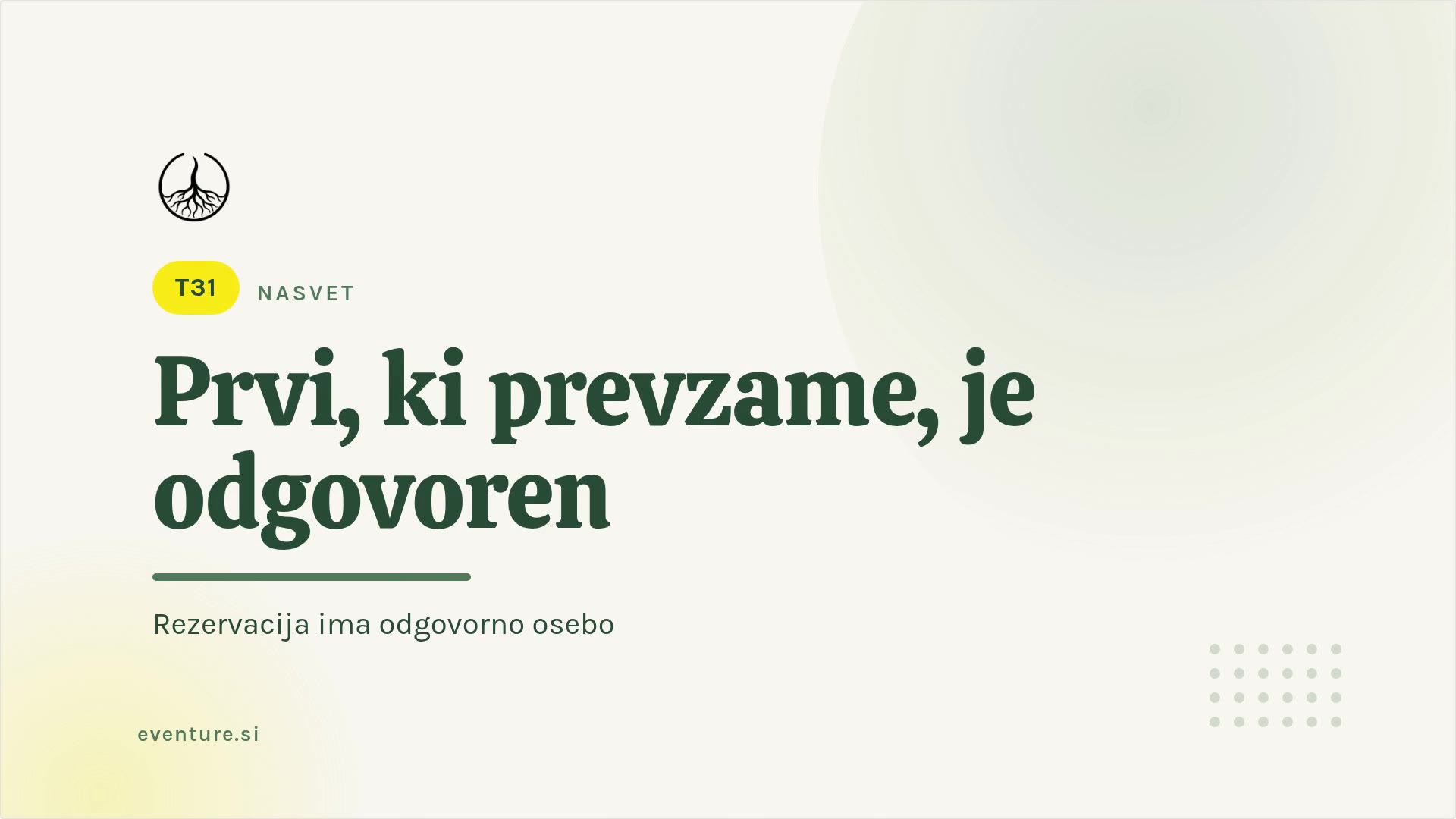 Nasvet: prvi, ki prevzame rezervacijo, je odgovoren