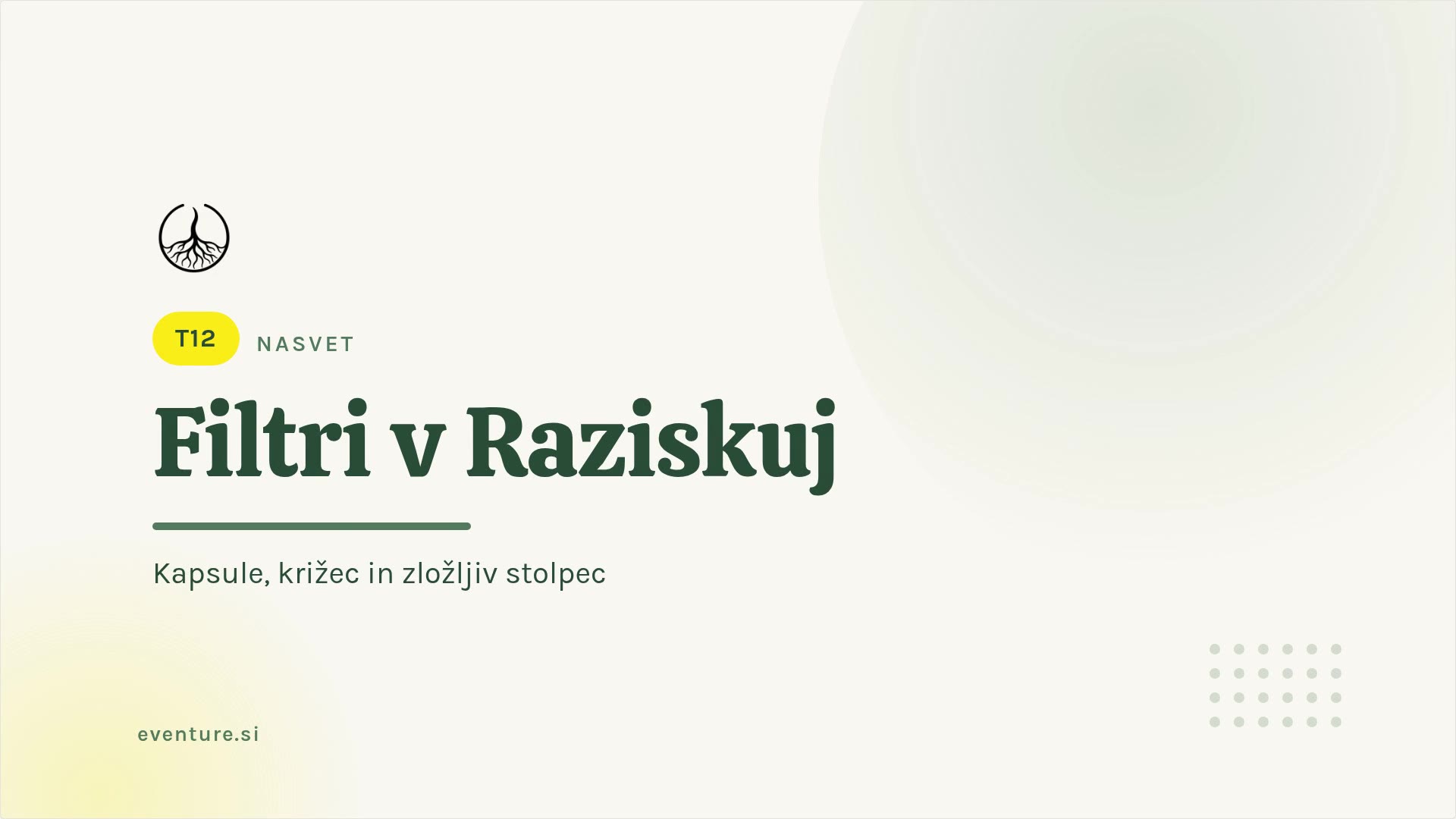 Nasvet: filtri v Raziskuj